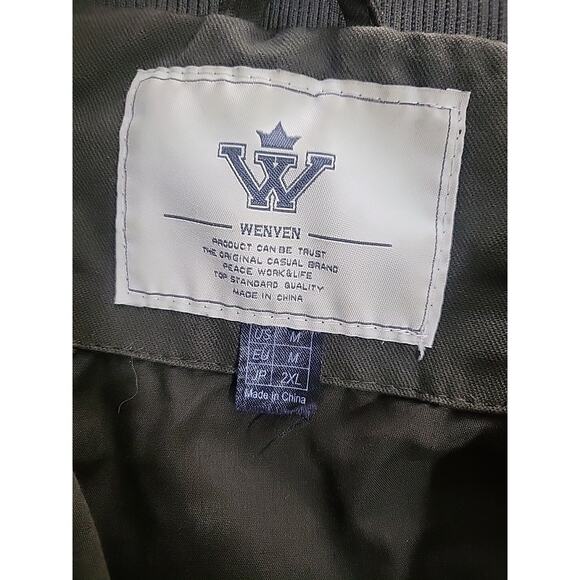 Wenven Jacket Men Sz (M) Green Full Zip Utility Military Lapel Cotton 100% - Picture 9 of 10